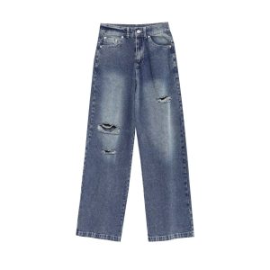 Old ripped long jeans for women