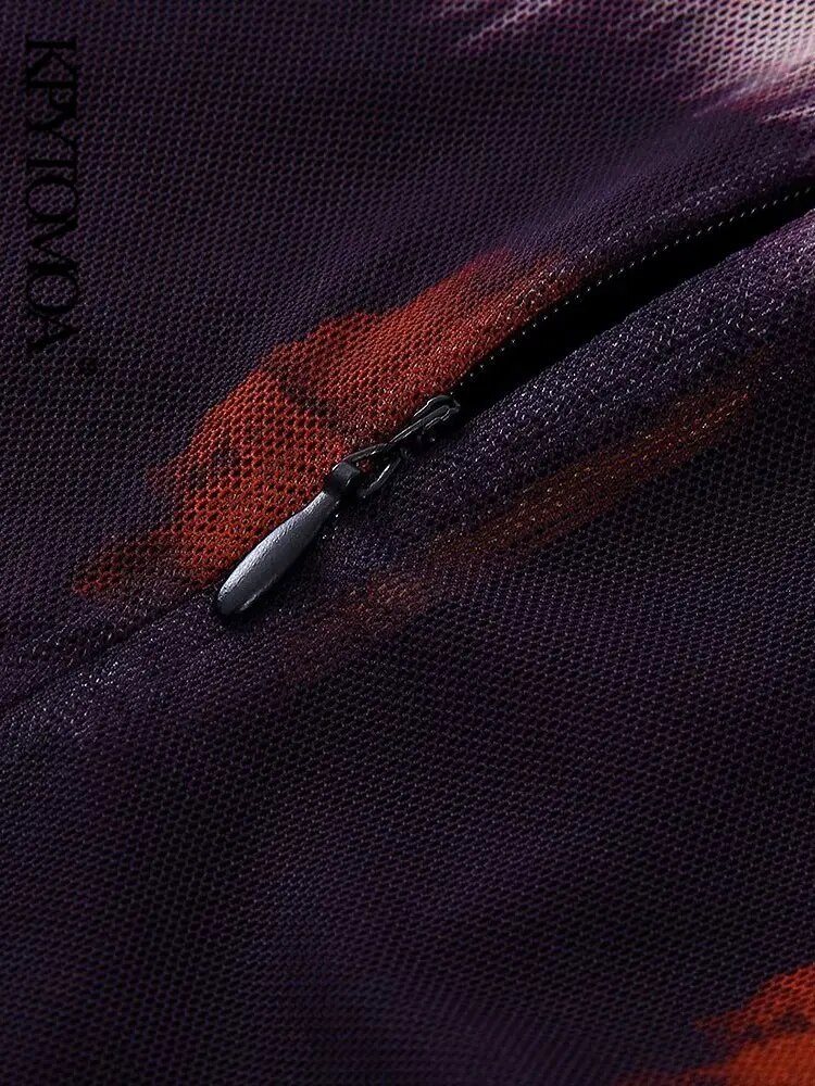 Vintage Long Sleeve Side Zipper Female Dresses - Image 2