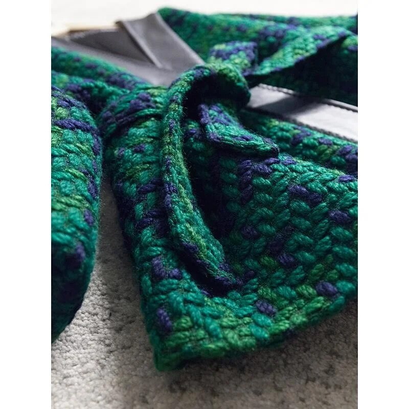 Knitted Patchwork Top Jackets Women - Image 5