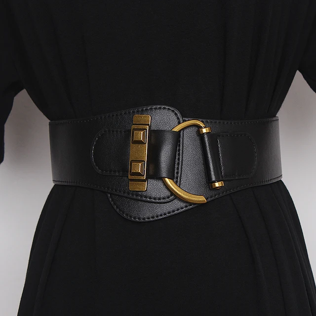 Fashion Wide Genuine Leather Belt Corset Belt Women Big Gold Color Pin Buckle Waistband Female Waist Belt Dress Decorative - Image 8