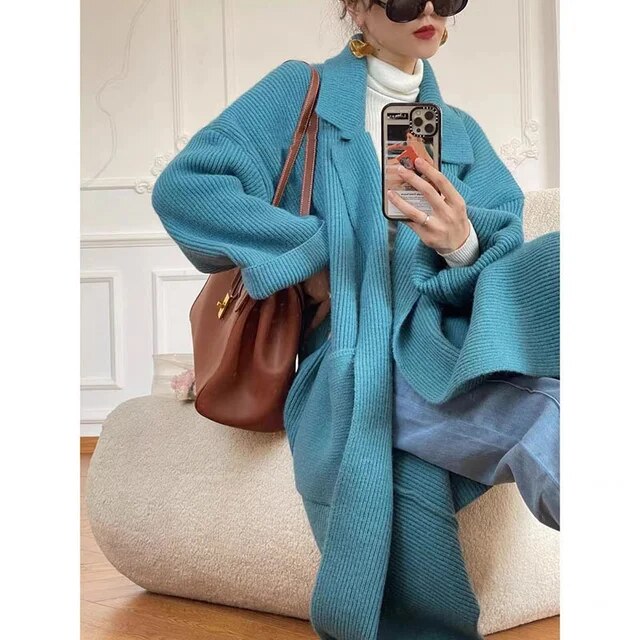 Big Lapel Loose Knitted Cardigan Sweaters For Women - Image 5