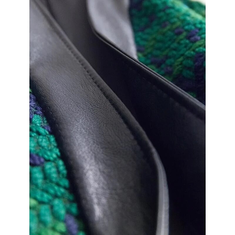 Knitted Patchwork Top Jackets Women - Image 4