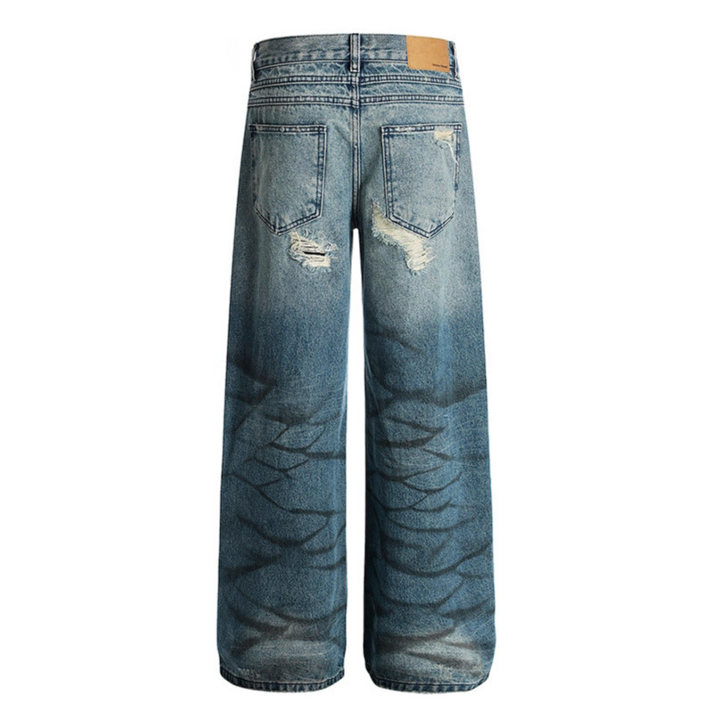 Washed blue ripped jeans for women - Image 2