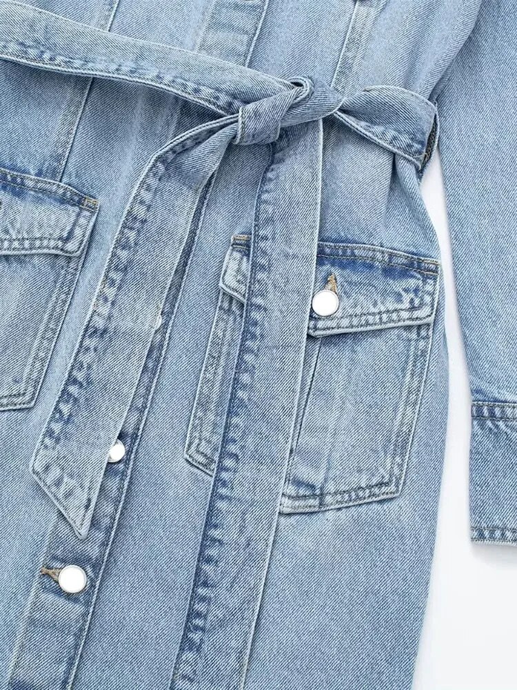 Denim Split Shirt Dresss women's dresses - Image 3