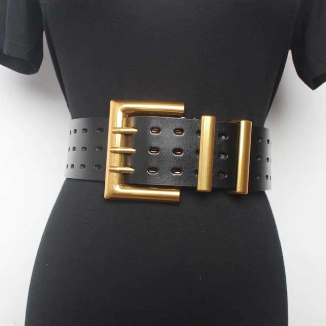 New Genuine Leather Belt Female Vintage Metal Buckle Wide Leather Waistband Women Belt Lady - Image 3