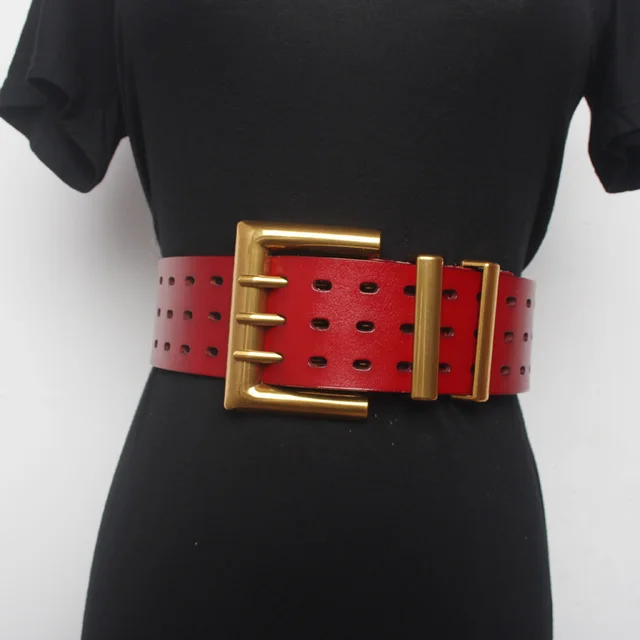 New Genuine Leather Belt Female Vintage Metal Buckle Wide Leather Waistband Women Belt Lady - Image 5
