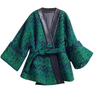 Knitted Patchwork Top  Jackets Women