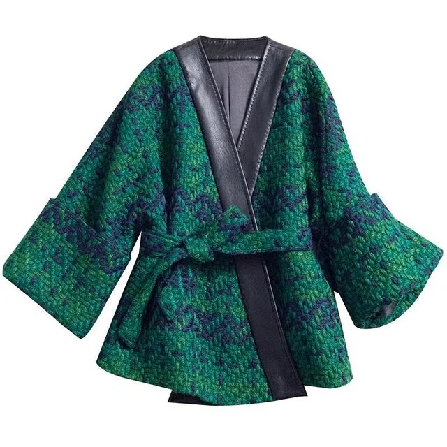 Knitted Patchwork Top Jackets Women