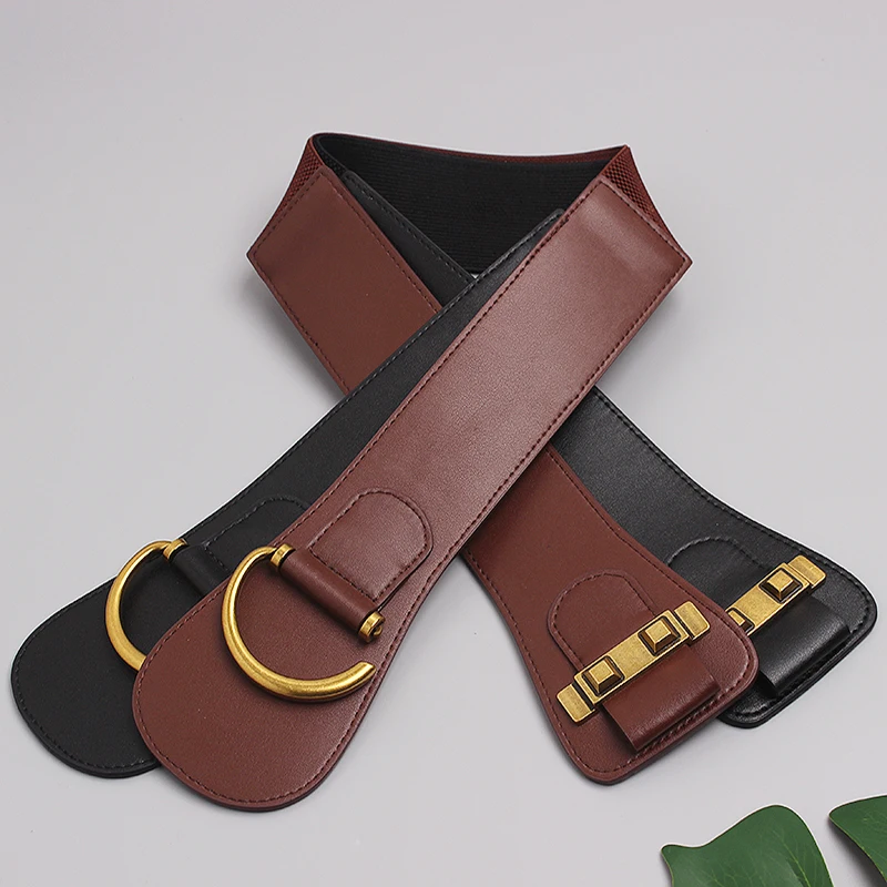 Fashion Wide Genuine Leather Belt Corset Belt Women Big Gold Color Pin Buckle Waistband Female Waist Belt Dress Decorative - Image 3