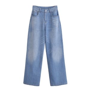 Vintage distressed long jeans for women