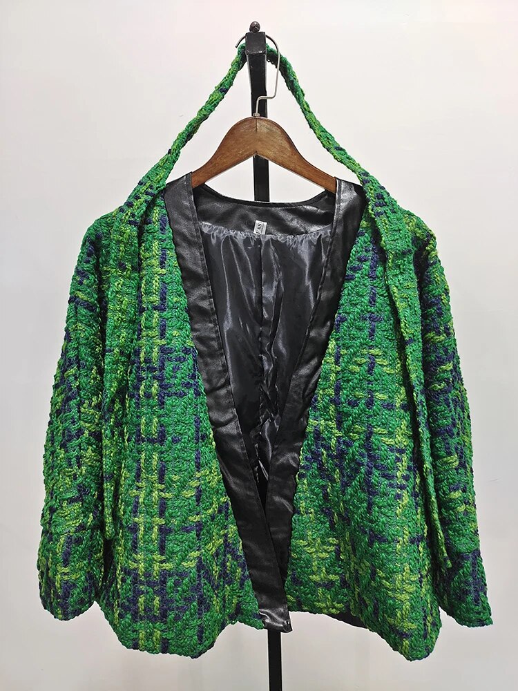 Knitted Patchwork Top Jackets Women - Image 6