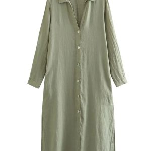 Women Long Sleeve Midi Casual Dresses