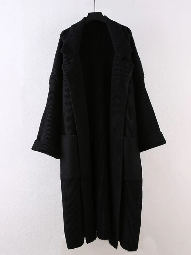 Big Lapel Loose Knitted Cardigan Sweaters For Women - Image 3