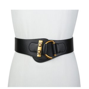 Fashion Wide Genuine Leather Belt Corset Belt Women Big Gold Color Pin Buckle Waistband Female Waist Belt Dress Decorative