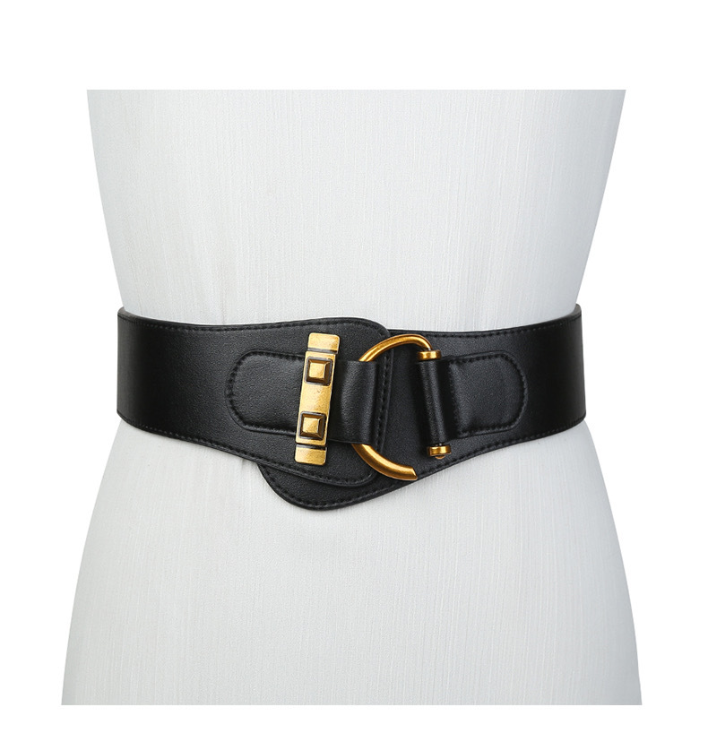 Fashion Wide Genuine Leather Belt Corset Belt Women Big Gold Color Pin Buckle Waistband Female Waist Belt Dress Decorative