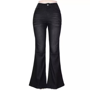 Stretch wide leg jeans for women