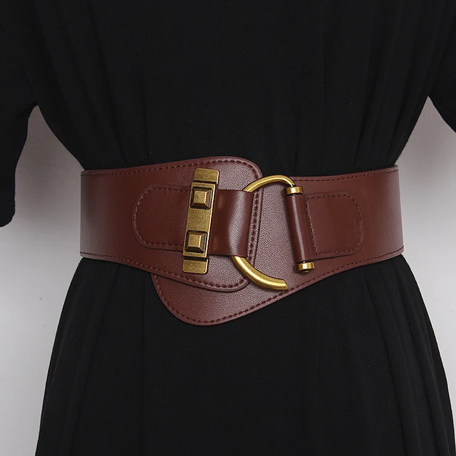 Fashion Wide Genuine Leather Belt Corset Belt Women Big Gold Color Pin Buckle Waistband Female Waist Belt Dress Decorative - Image 9